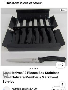 Member's Mark Stainless Steak Knife Set in Black